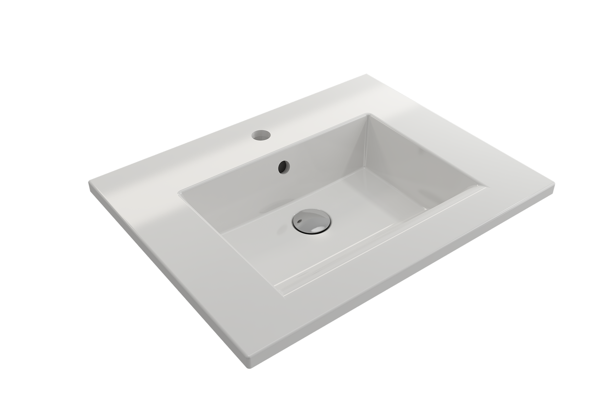 BOCCHI 1161-001-0126 Ravenna Wall-Mounted Sink Fireclay 24.5 in. 1-Hole with Overflow in White