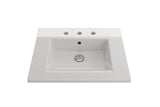 BOCCHI 1161-001-0127 Ravenna Wall-Mounted Sink Fireclay 24.5 in. 3-Hole with Overflow in White