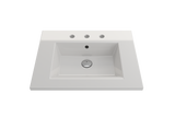 BOCCHI 1161-001-0127 Ravenna Wall-Mounted Sink Fireclay 24.5 in. 3-Hole with Overflow in White