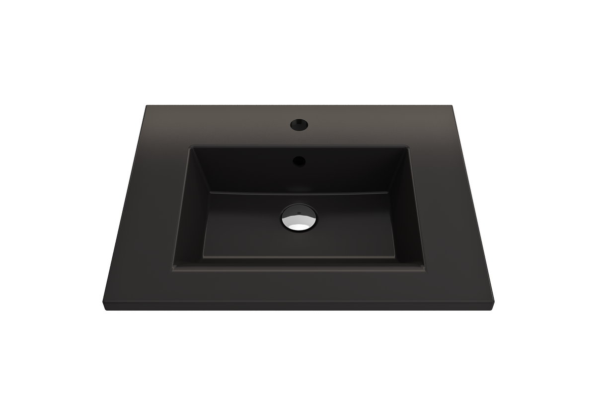 BOCCHI 1161-004-0126 Ravenna Wall-Mounted Sink Fireclay 24.5 in. 1-Hole with Overflow in Matte Black