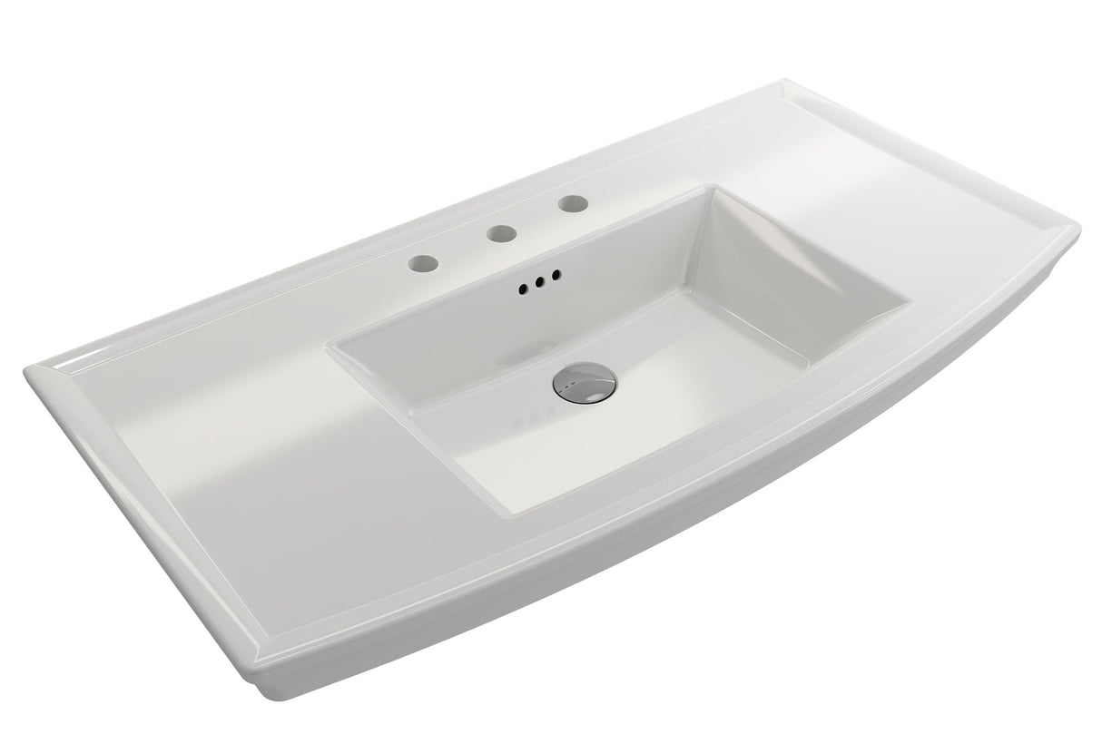 BOCCHI 1168-001-0127 Lavita Wall-Mounted Console Sink Fireclay 40 in. 3-Hole with Overflow in White