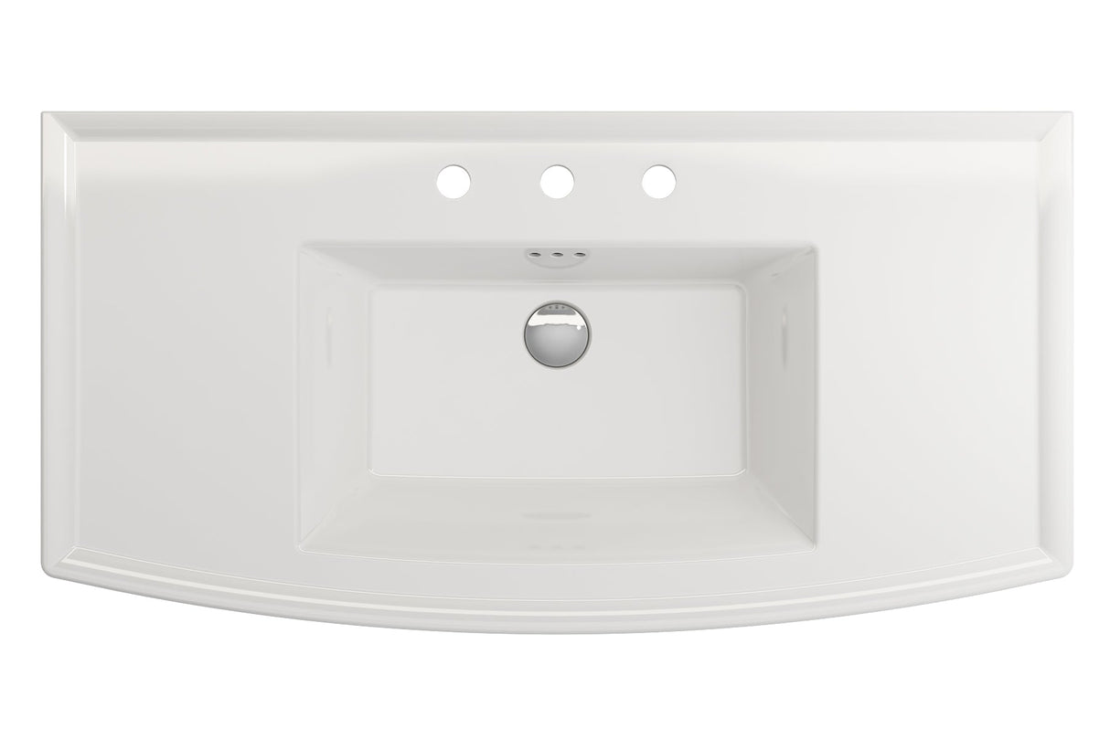 BOCCHI 1168-001-0127 Lavita Wall-Mounted Console Sink Fireclay 40 in. 3-Hole with Overflow in White