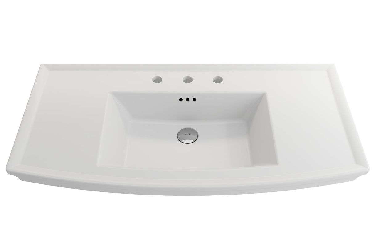 BOCCHI 1168-002-0127 Lavita Wall-Mounted Console Sink Fireclay 40 in. 3-Hole with Overflow in Matte White