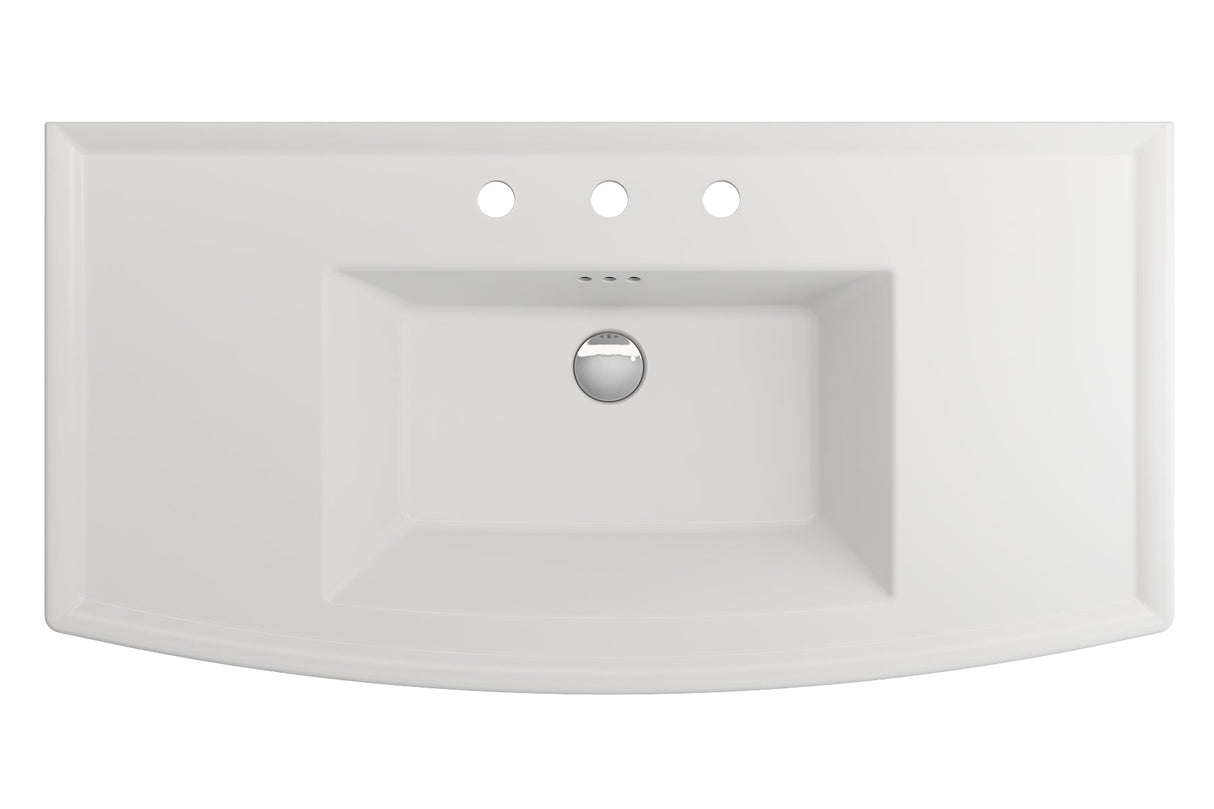 BOCCHI 1168-002-0127 Lavita Wall-Mounted Console Sink Fireclay 40 in. 3-Hole with Overflow in Matte White