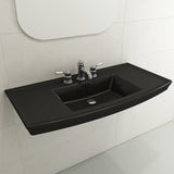 BOCCHI 1168-004-0127 Lavita Wall-Mounted Console Sink Fireclay 40 in. 3-Hole with Overflow in Matte Black