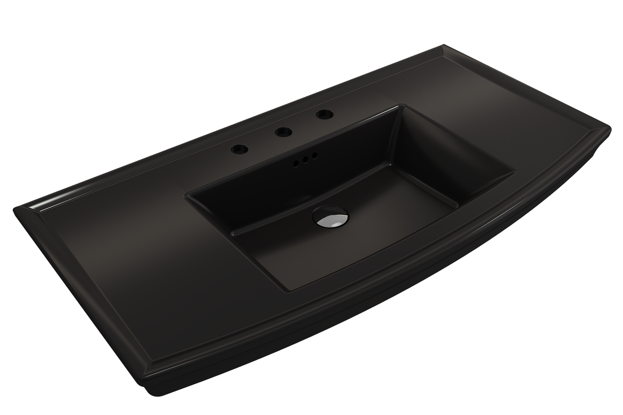 BOCCHI 1168-004-0127 Lavita Wall-Mounted Console Sink Fireclay 40 in. 3-Hole with Overflow in Matte Black