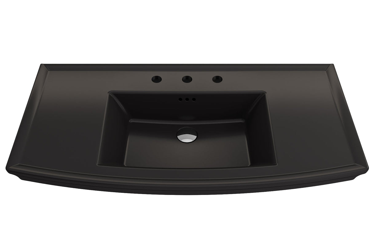 BOCCHI 1168-004-0127 Lavita Wall-Mounted Console Sink Fireclay 40 in. 3-Hole with Overflow in Matte Black