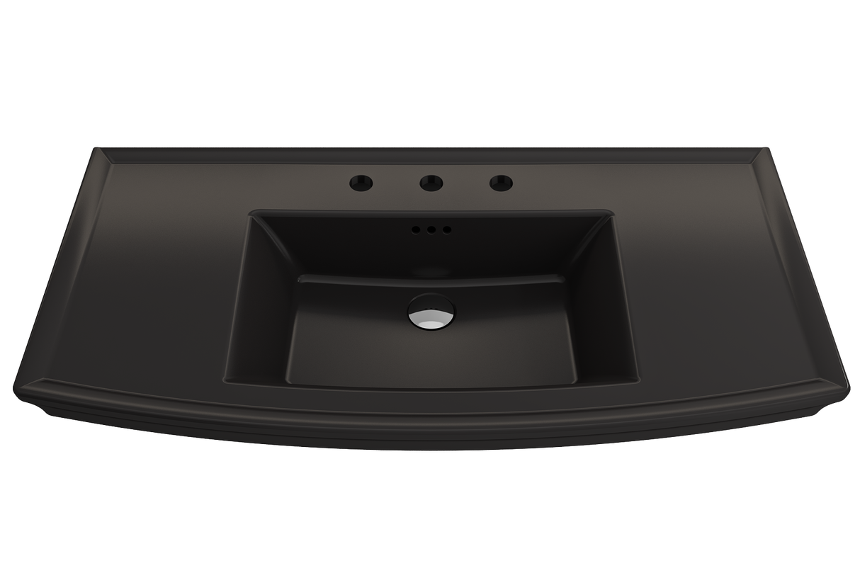 BOCCHI 1168-004-0127 Lavita Wall-Mounted Console Sink Fireclay 40 in. 3-Hole with Overflow in Matte Black