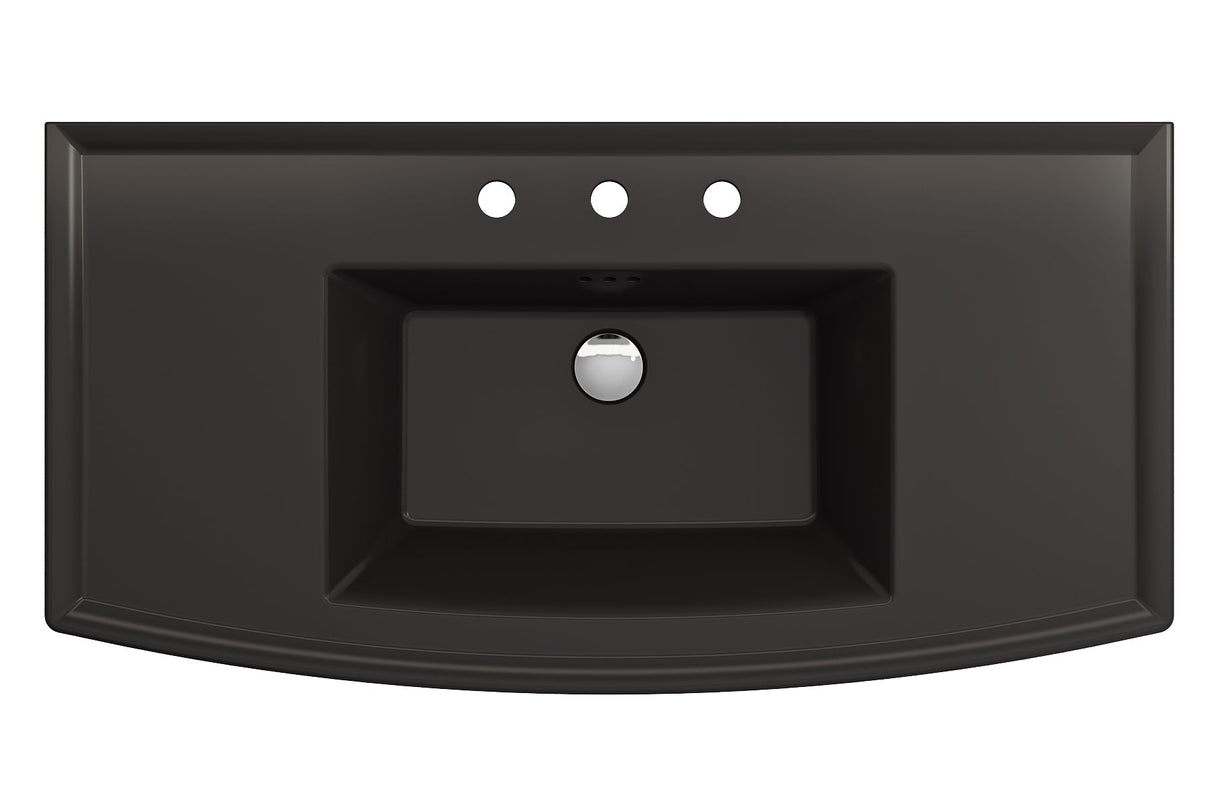 BOCCHI 1168-004-0127 Lavita Wall-Mounted Console Sink Fireclay 40 in. 3-Hole with Overflow in Matte Black