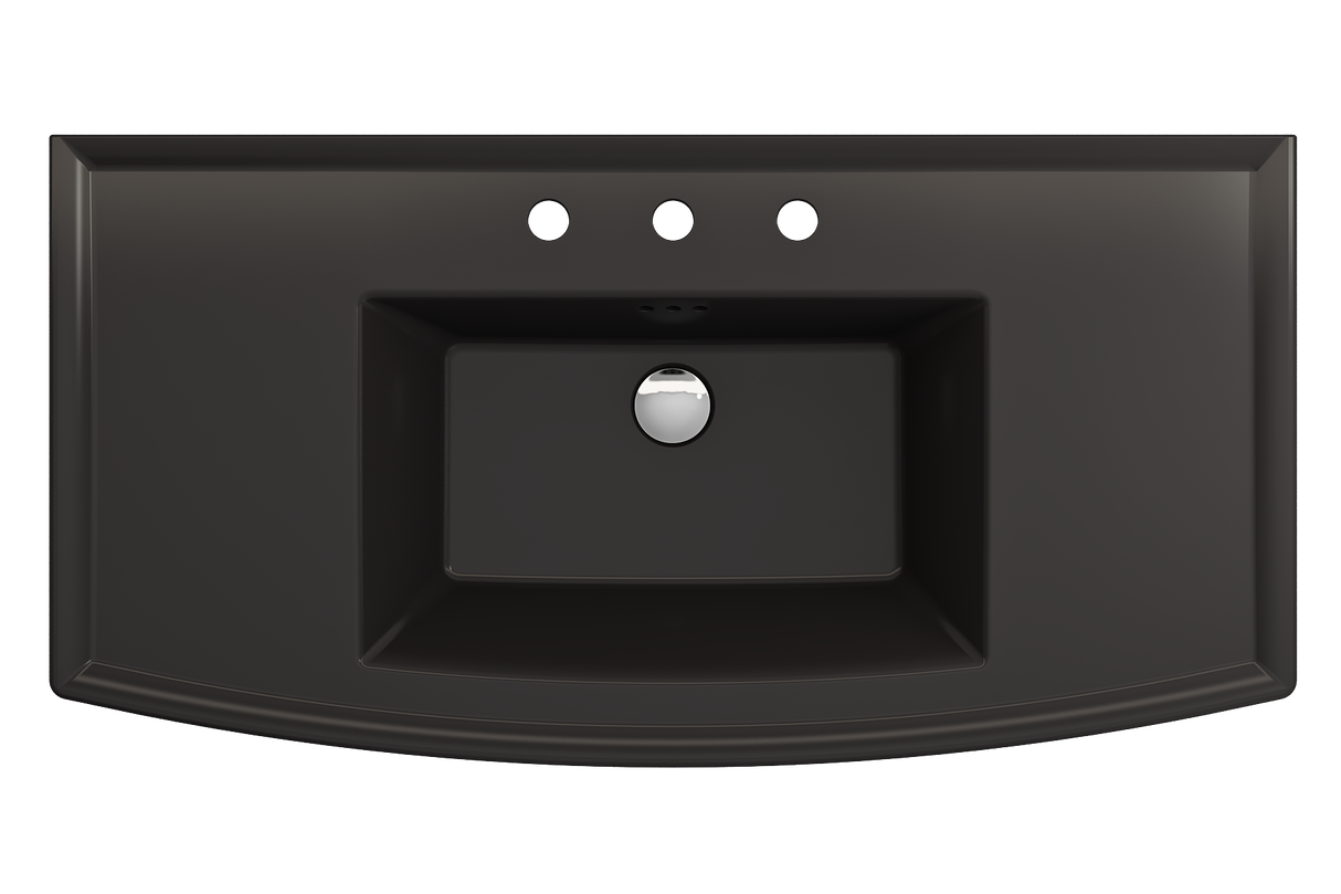 BOCCHI 1168-004-0127 Lavita Wall-Mounted Console Sink Fireclay 40 in. 3-Hole with Overflow in Matte Black