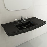 BOCCHI 1168-005-0127 Lavita Wall-Mounted Console Sink Fireclay 40 in. 3-Hole with Overflow in Black