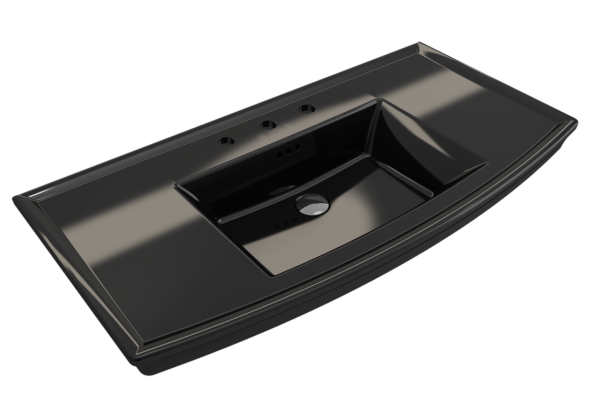 BOCCHI 1168-005-0127 Lavita Wall-Mounted Console Sink Fireclay 40 in. 3-Hole with Overflow in Black