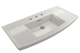 BOCCHI 1168-014-0127 Lavita Wall-Mounted Console Sink Fireclay 40 in. 3-Hole with Overflow in Biscuit