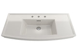 BOCCHI 1168-014-0127 Lavita Wall-Mounted Console Sink Fireclay 40 in. 3-Hole with Overflow in Biscuit