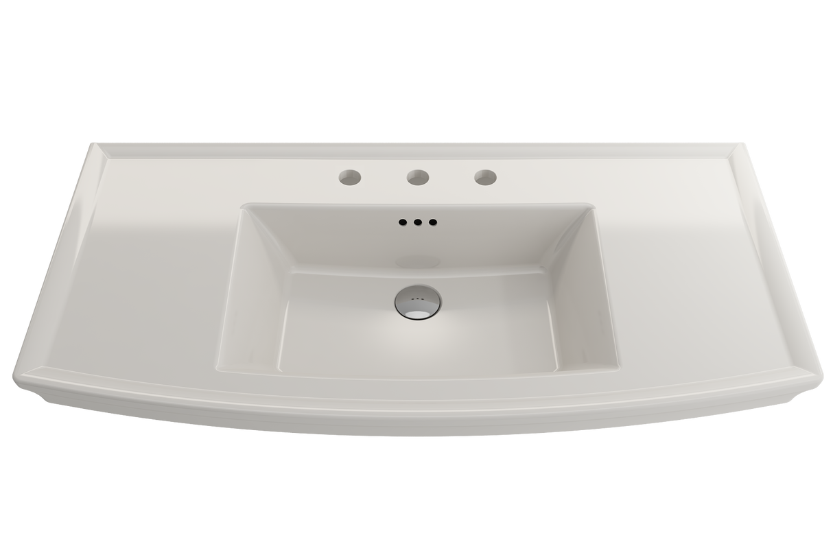 BOCCHI 1168-014-0127 Lavita Wall-Mounted Console Sink Fireclay 40 in. 3-Hole with Overflow in Biscuit