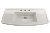 BOCCHI 1168-014-0127 Lavita Wall-Mounted Console Sink Fireclay 40 in. 3-Hole with Overflow in Biscuit