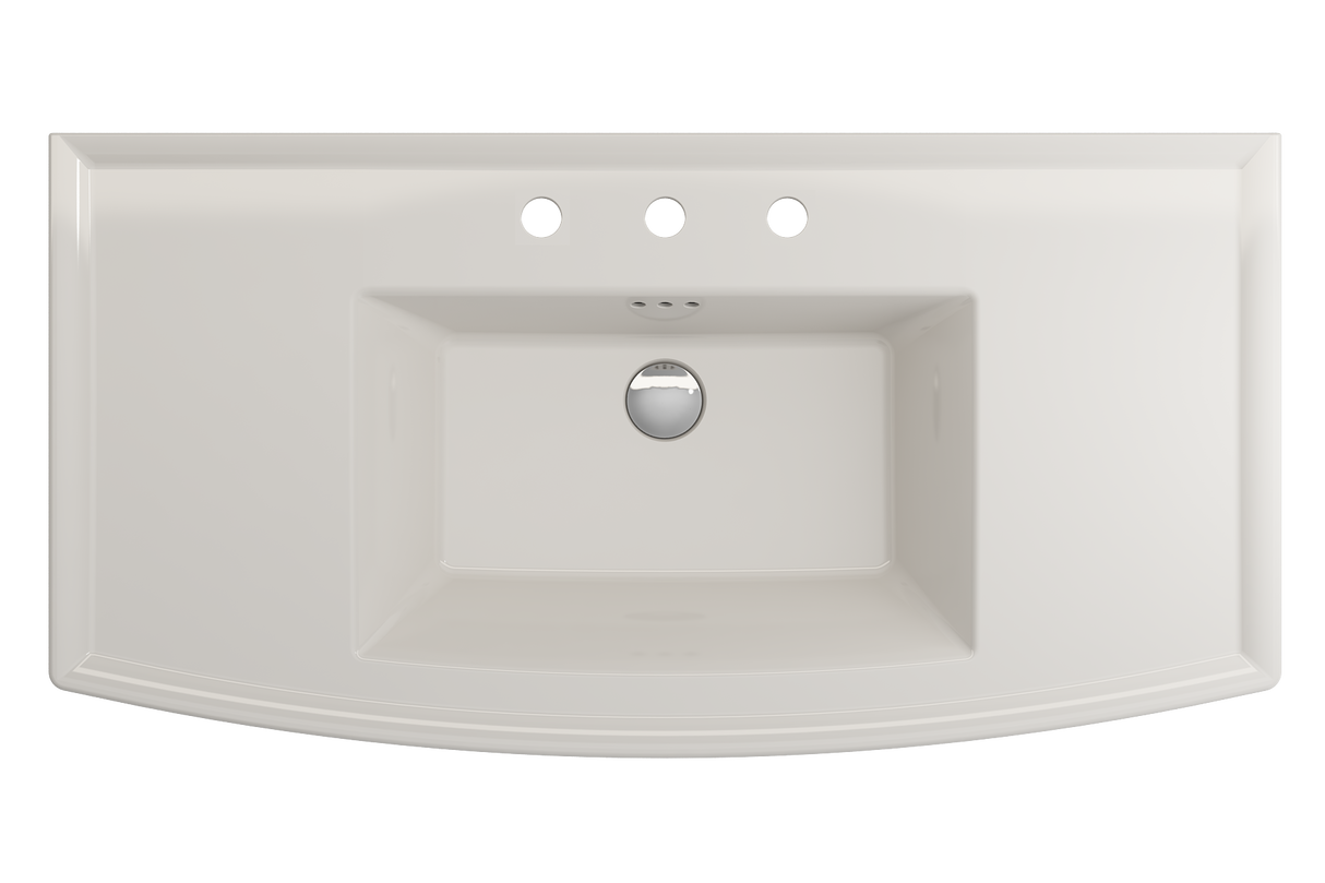 BOCCHI 1168-014-0127 Lavita Wall-Mounted Console Sink Fireclay 40 in. 3-Hole with Overflow in Biscuit