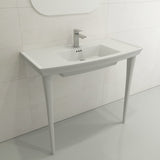 BOCCHI 1168-002-0127 Lavita Wall-Mounted Console Sink Fireclay 40 in. 3-Hole with Overflow in Matte White