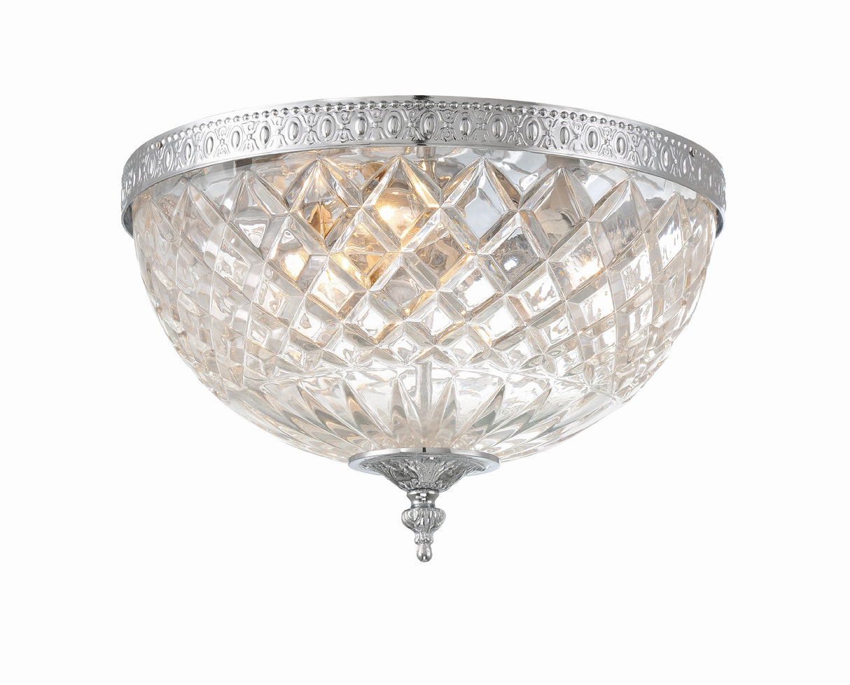 Crystorama 3 Light Polished Chrome Crystal Flush Mount 117-12-CH