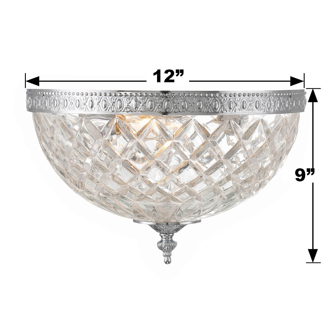 Crystorama 3 Light Polished Chrome Crystal Flush Mount 117-12-CH