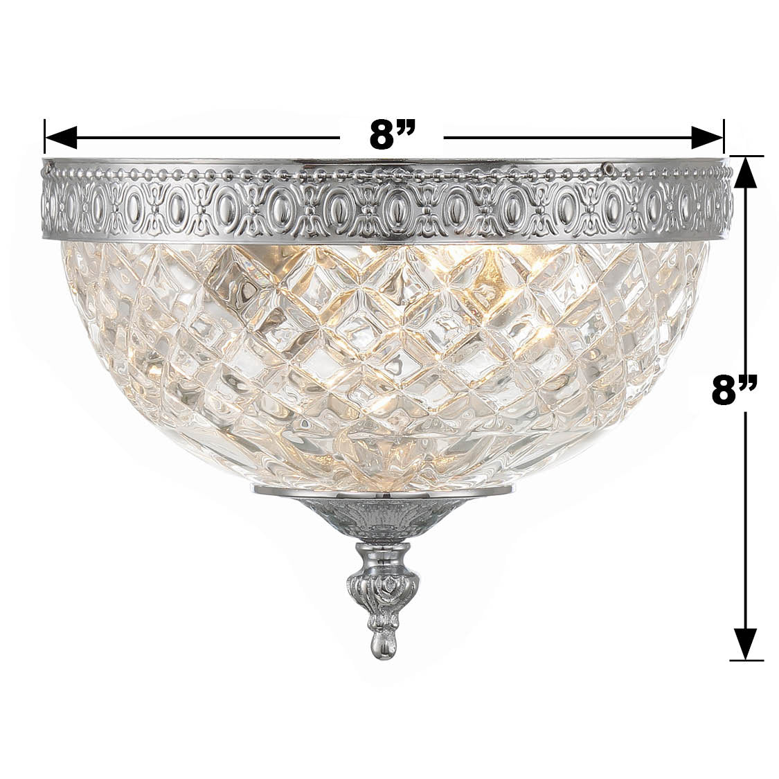 Crystorama 2 Light Polished Chrome Crystal Flush Mount 117-8-CH