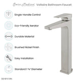 Voltaire Single Hole, Single-Handle, High Arc Bathroom Faucet in Brushed Nickel