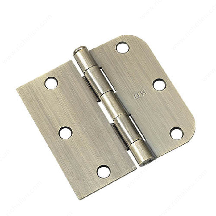 Richelieu 81821FBB 3 1/2" Full Mortise Combination Butt Hinge - 5/8 Radius, Black