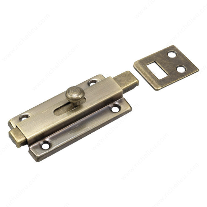 Richelieu 113ABR Slide Bolt, Antique Brass