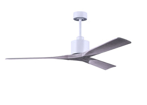 Matthews Fan NK-MWH-BW-60 Nan 6-speed ceiling fan in Matte White finish with 60” solid barn wood tone wood blades