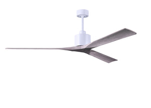 Matthews Fan NKXL-MWH-BW-72 Nan XL 6-speed ceiling fan in Matte White finish with 72” solid barn wood tone wood blades