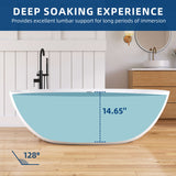 New England Home Goods 71" Classic Large Capacity Solid Surface Stone Resin Freestanding Soaking Bahtutb