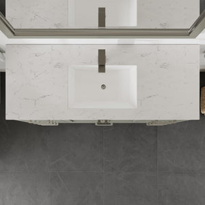 London 54 in. Gray Single Sink Bath Vanity with Carrara Quartz Top and Undermount Porcelain Sink