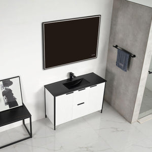 Blossom Zurich 48" Vanity – Double Sink Compatible in Glossy White & Metal Grey