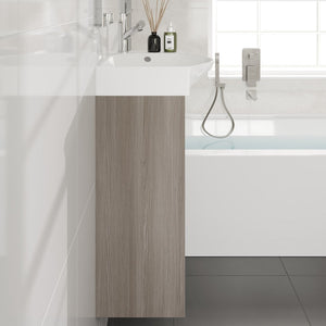 Tiny 18 in. Gray Wall Mount Single Sink Bath Vanity with Porcelain Top and Integrated Sink