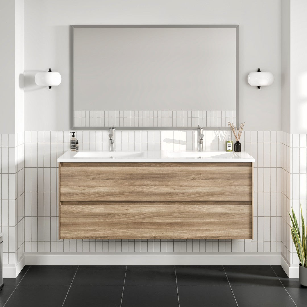 Eviva Sax 48" x 30" Rectangular Brushed Nickel Metal Framed Mirror
