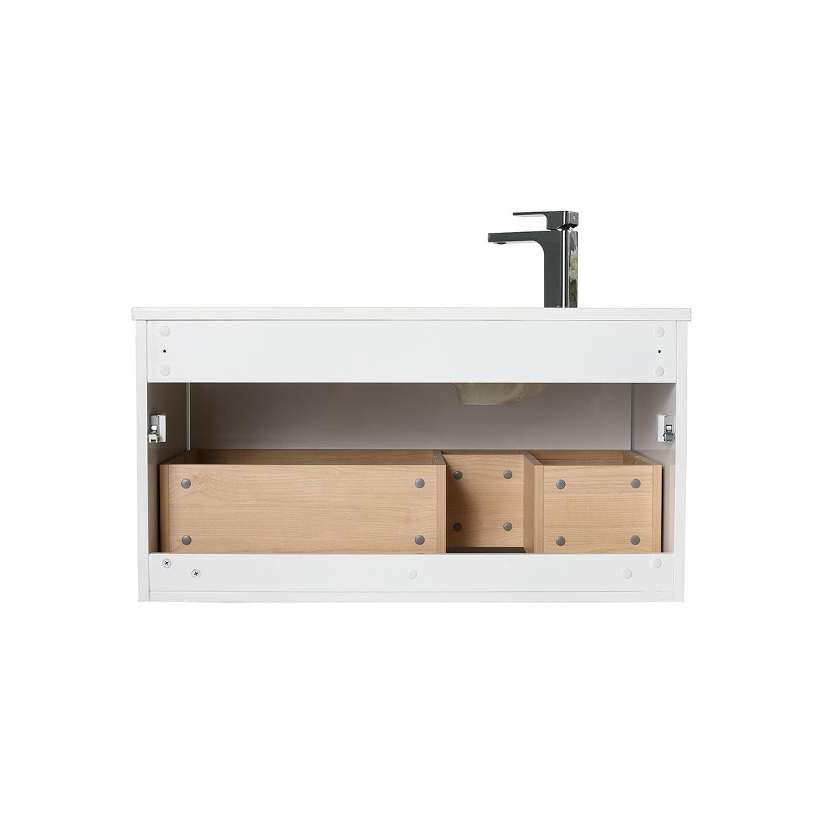 Blossom Thun 36″ Vanity with Droplet-Shaped Basin - LED Illuminated & 3D Diamond Pattern Design