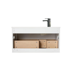 Blossom Thun 36″ Vanity with Droplet-Shaped Basin - LED Illuminated & 3D Diamond Pattern Design