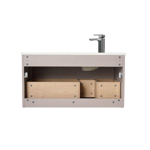 Blossom Thun 36″ Vanity with Droplet-Shaped Basin - LED Illuminated & 3D Diamond Pattern Design