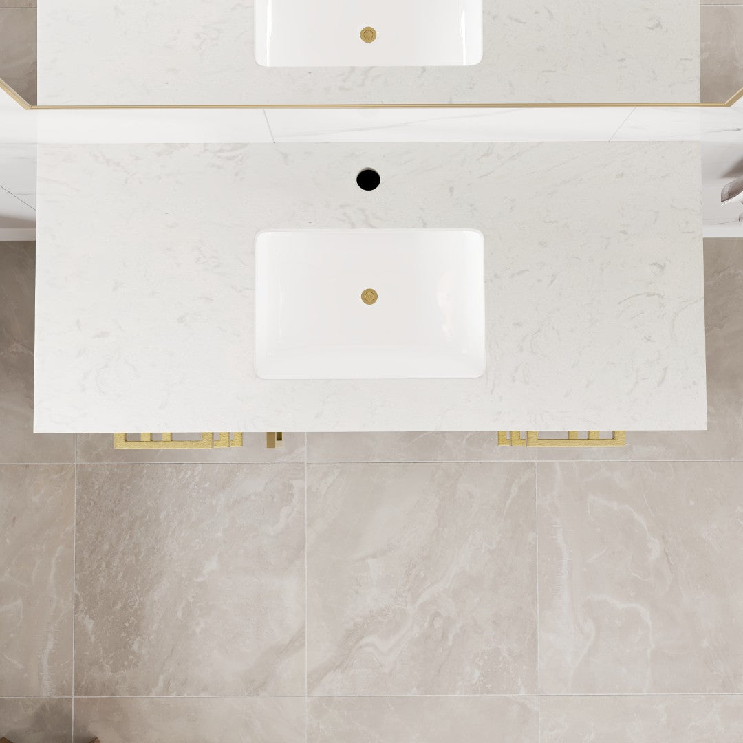 Curio 42 in. Walnut Single Sink Bath Vanity with Carrara Quartz Top and Undermount Porcelain Sink