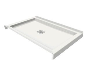 MAAX 420002-506-001-100 B3Square 4834 Acrylic Tunnel Shower Base in White with Center Drain