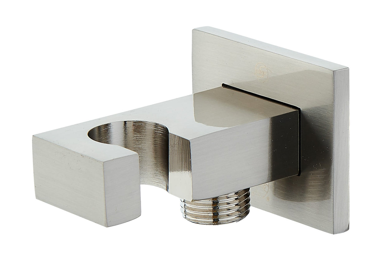 DAX Brass Square Hand Shower Holder with Hose Connector, Brushed Nickel DAX-078-BN