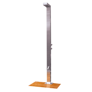 DAX Stainless Steel Outdoor Shower with Shelves and Foot Wash, Chrome DAX-S307
