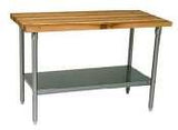 John Boos JNB04 Commercial Blended Maple Top Work Table w/Galvanized Base & Bracing, 72" W x 24" D 35-1/4"H, Oil Finish