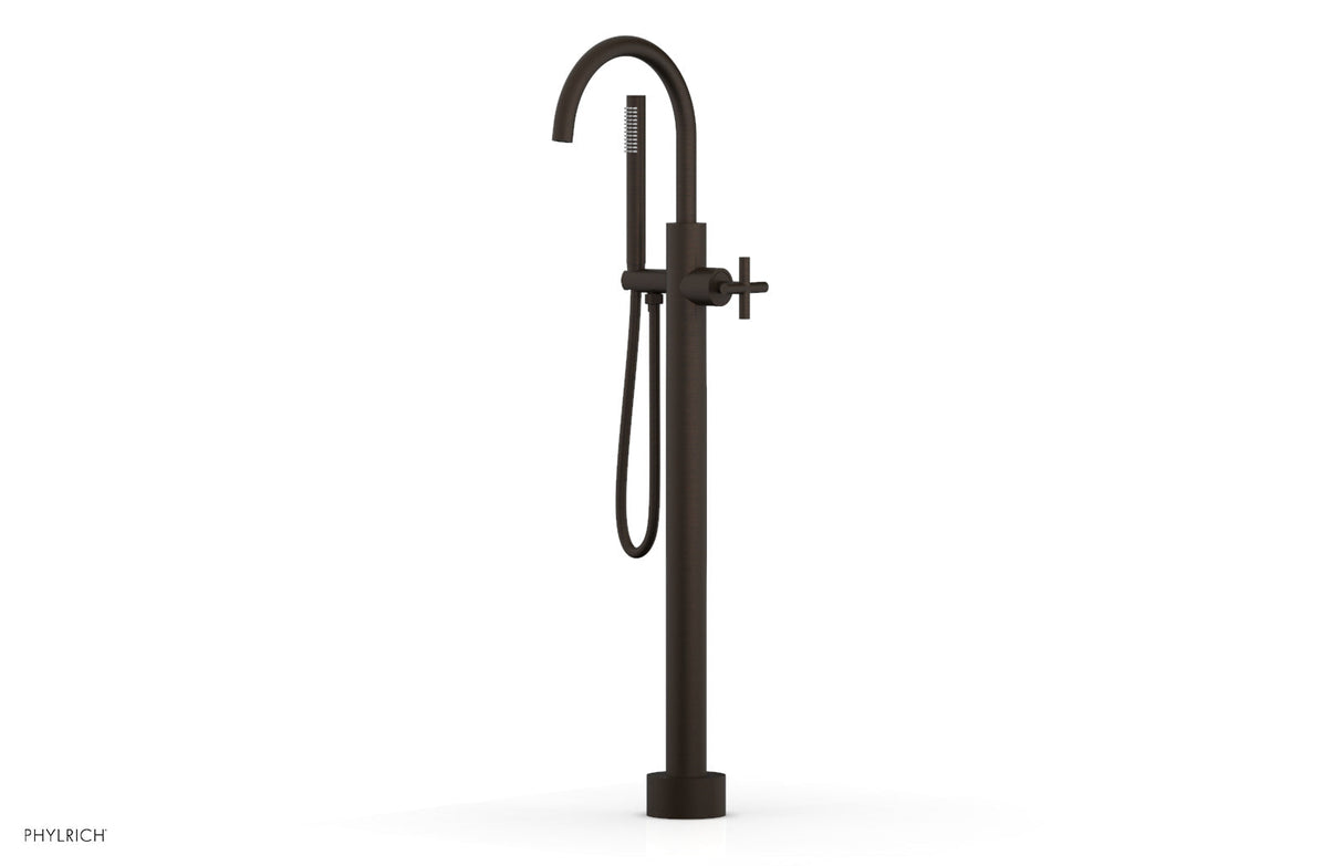 Phylrich 120-44-01-11B TRANSITION Tall Floor Mount Tub Filler - Cross Handle with Hand Shower 120-44-01 - Antique Bronze