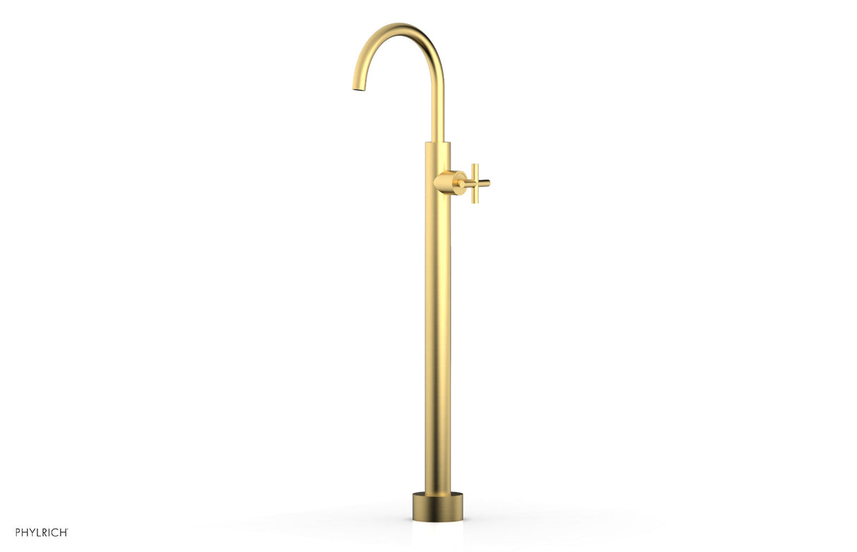 Phylrich 120-44-02-24B TRANSITION Tall Floor Mount Tub Filler - Cross Handle 120-44-02 - Burnished Gold
