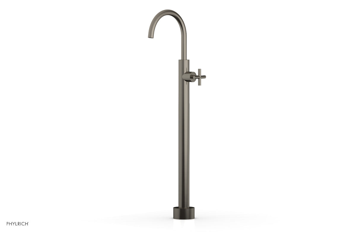 Phylrich 120-44-02-15A TRANSITION Tall Floor Mount Tub Filler - Cross Handle 120-44-02 - Pewter