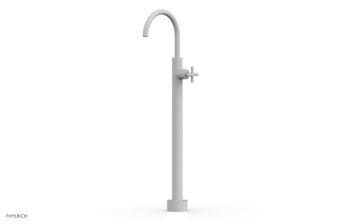 Phylrich 120-44-02-050 TRANSITION Tall Floor Mount Tub Filler - Cross Handle 120-44-02 - Satin White