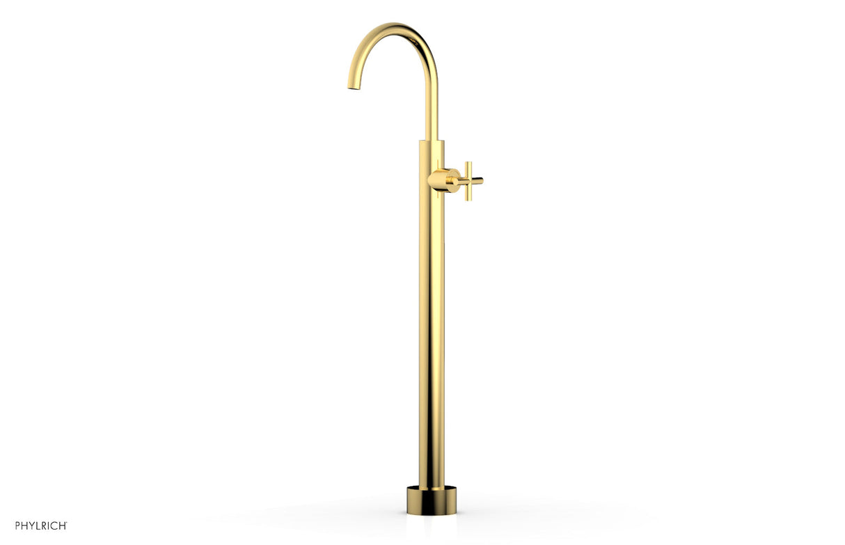 Phylrich 120-44-02-025 TRANSITION Tall Floor Mount Tub Filler - Cross Handle 120-44-02 - Polished Gold