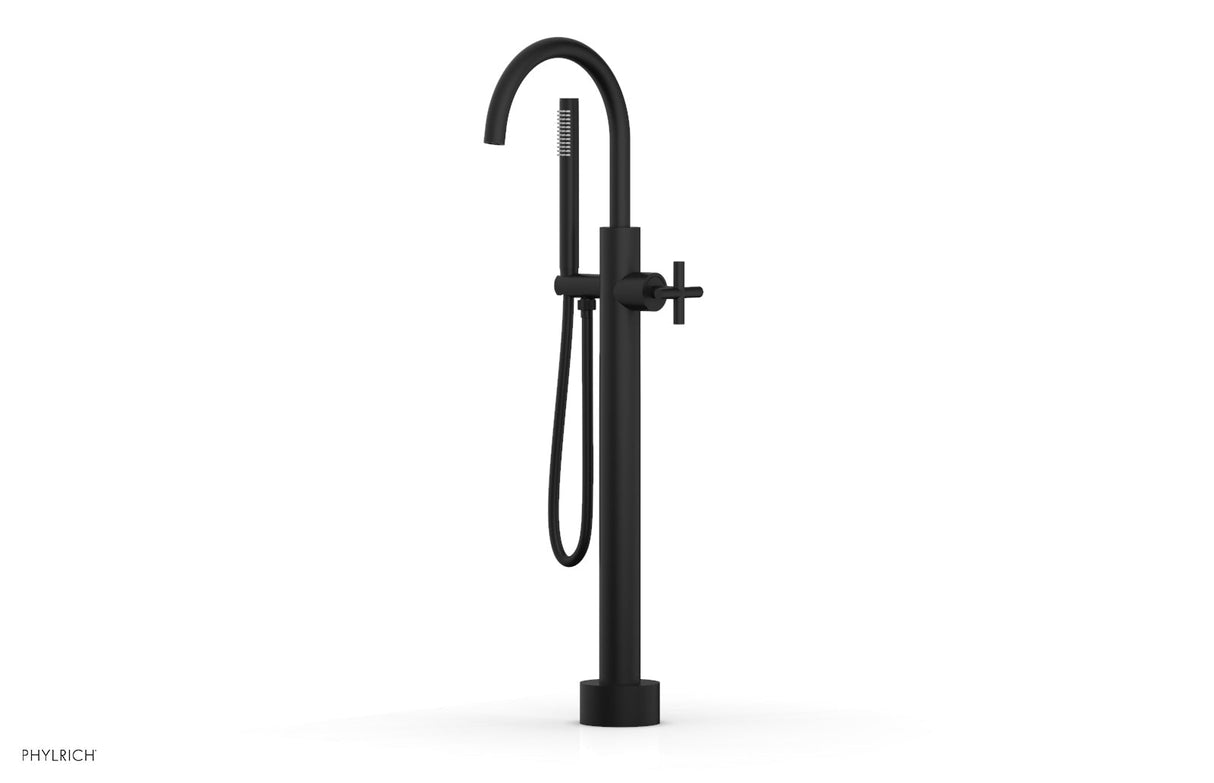 Phylrich 120-44-03-040 TRANSITION Low Floor Mount Tub Filler - Cross Handle with Hand Shower 120-44-03 - Matte Black