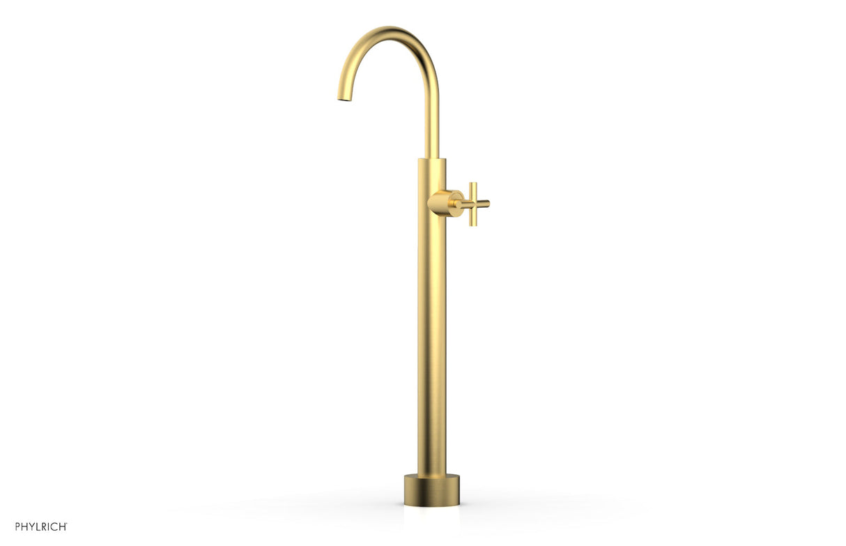 Phylrich 120-44-04-24B TRANSITION Low Floor Mount Tub Filler - Cross Handle 120-44-04 - Burnished Gold